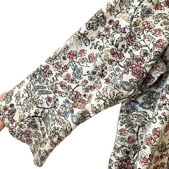 J. Jill Floral Print Ivory Cotton Modal Rayon Soft Knit Stretch Tunic Top Size L - Picture 4 of 8